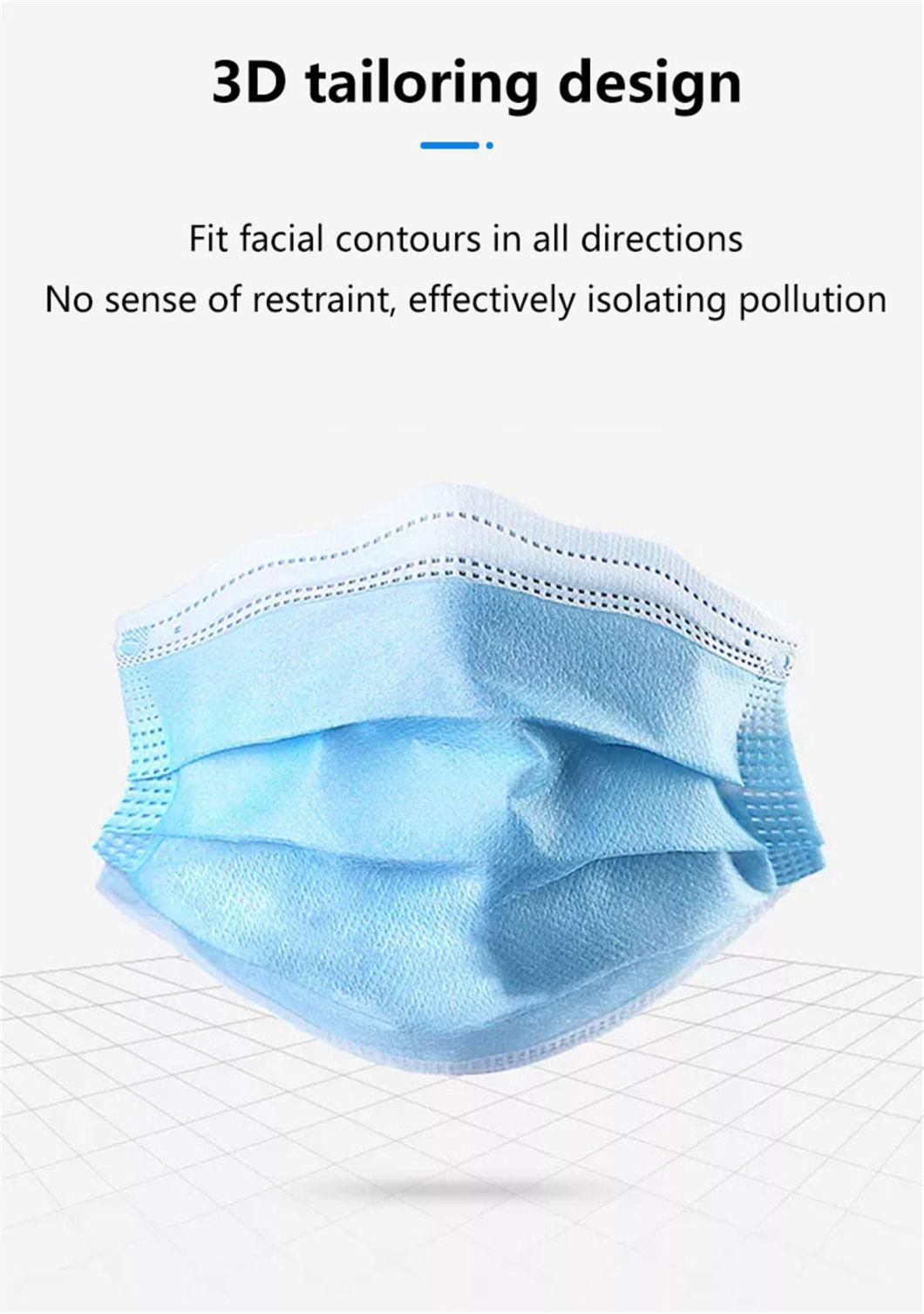 Disposable Medical3 Ply Non Woven Mask Type II Surgicaladjustable Disposable Face Mask