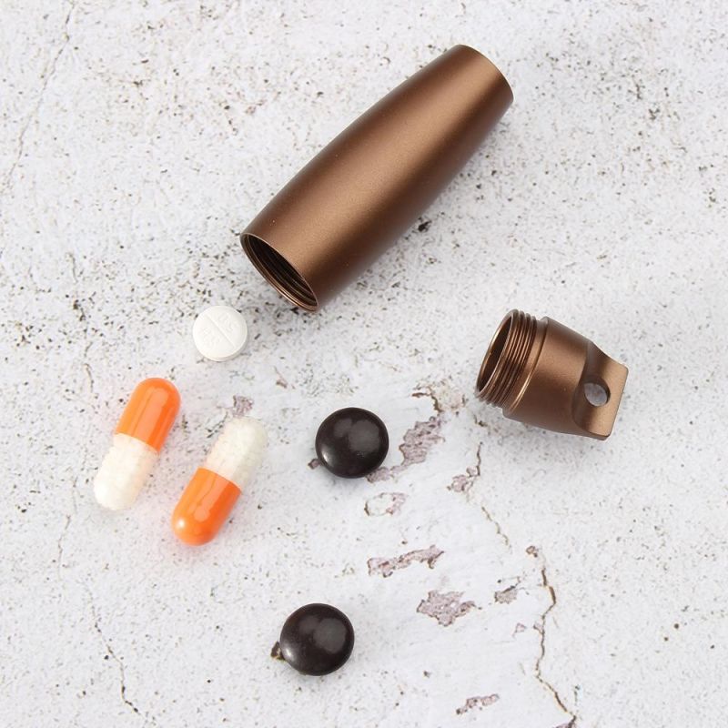 Portable Medicine Organizer Waterproof Aluminum Alloy Pill Case with Keychain Wyz18371