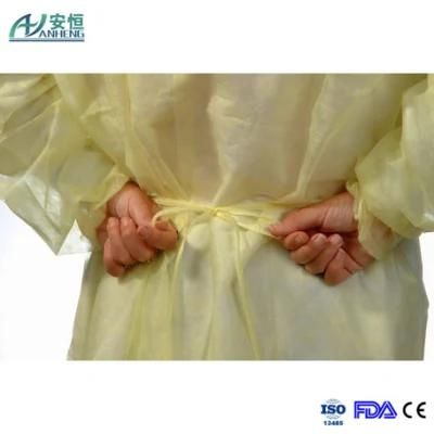 Disposable PP Poly Coated Barrier Yellow Isolation Gown