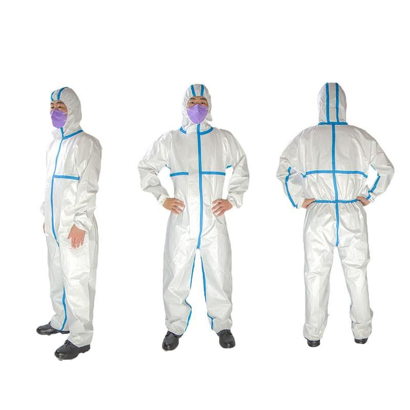 White Hooded PPE Coveralls Disposable Protective Clothing Non-Sterilized Safety Overall
