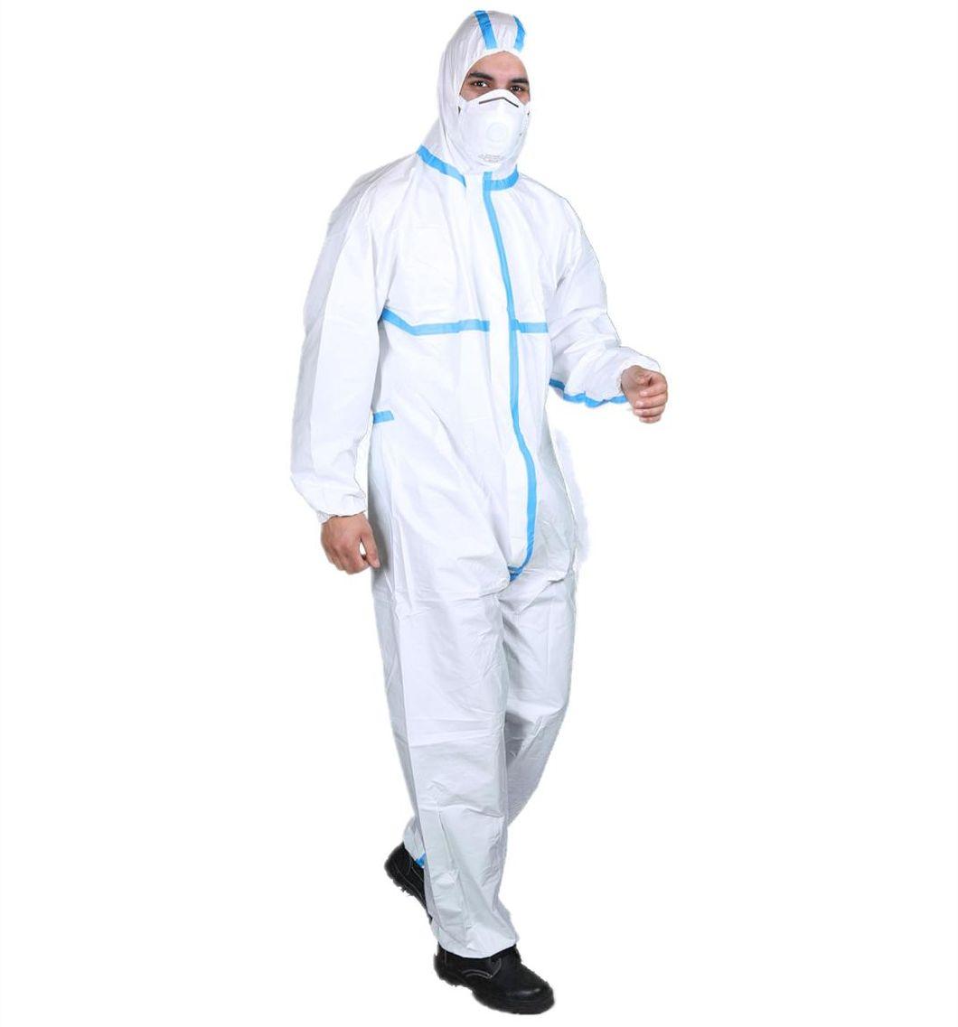 Protective Workwear Disposable Type 4/5/6 Microporous Overalls with Blue Tapes