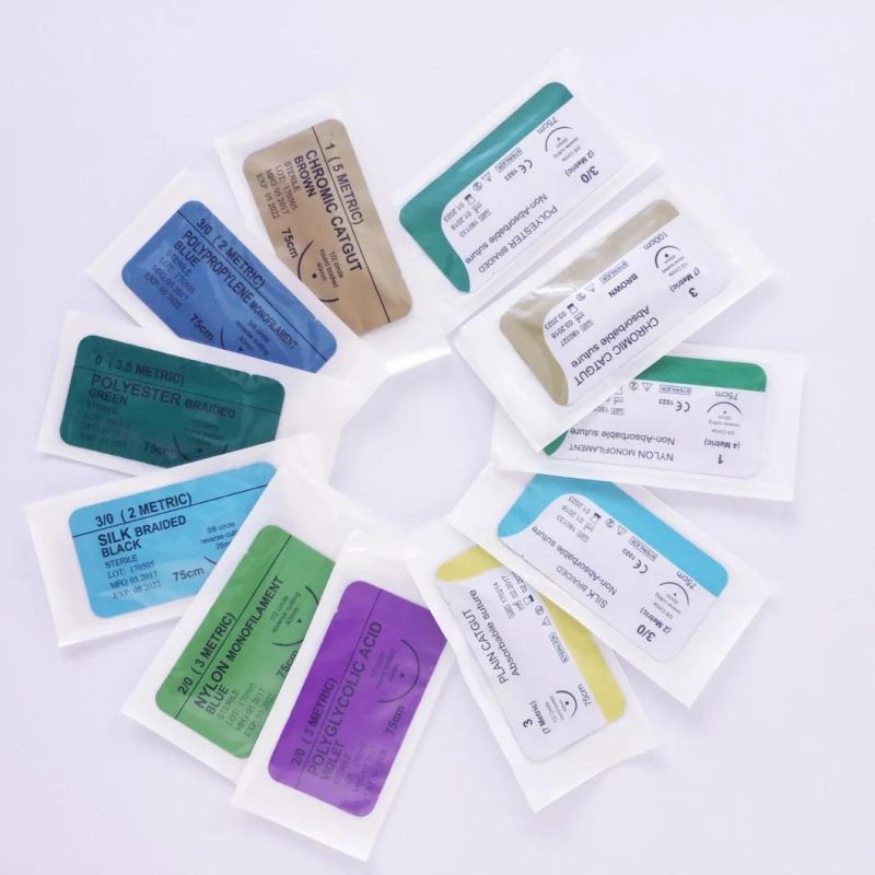 Disposable Absorbable Surgical Suture with Needle Polyester Braided