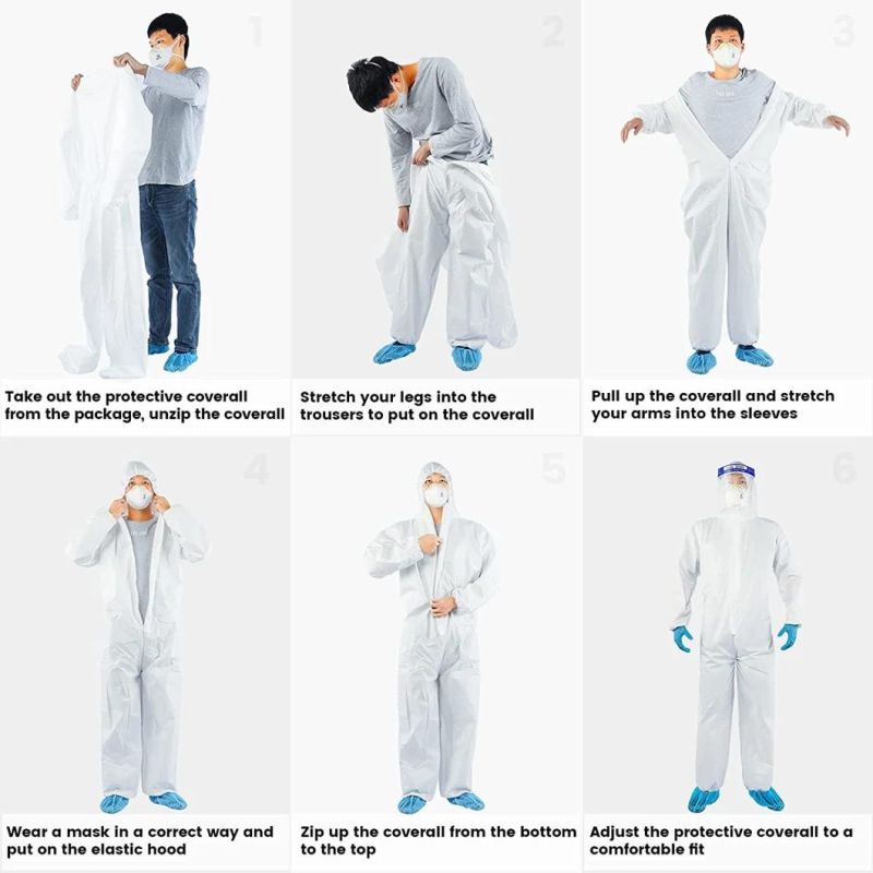 OEM Design Disposable PP/ SMS/Microporous Coverall Suits CE