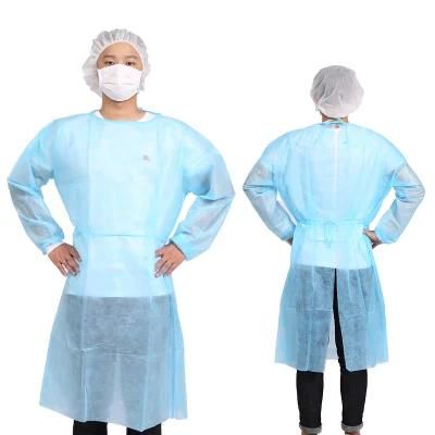 Disposable PP PE SMS Protective Safety Isolation Gown Knitted Elastic Clothing for Lab and Hospital with High Quality