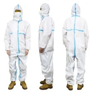 Isolation Coverall Suit with Seal Adhesive Tape Disposable Isolation Suit Protective Clothing