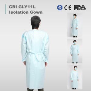 Sewn Coated 57g FDA Protective Clothing Safety Disposable Open-Back Isolation Gown PP/PE Gown