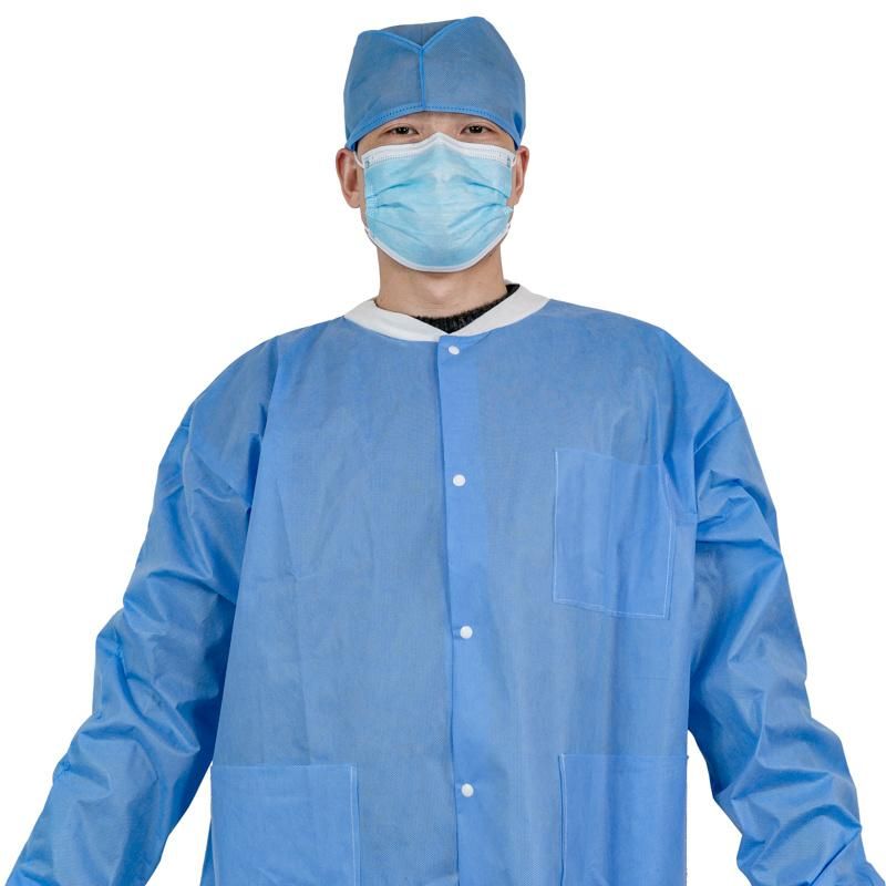 Disposable Nonwoven SMS PP Lab Coat with Pocket 12