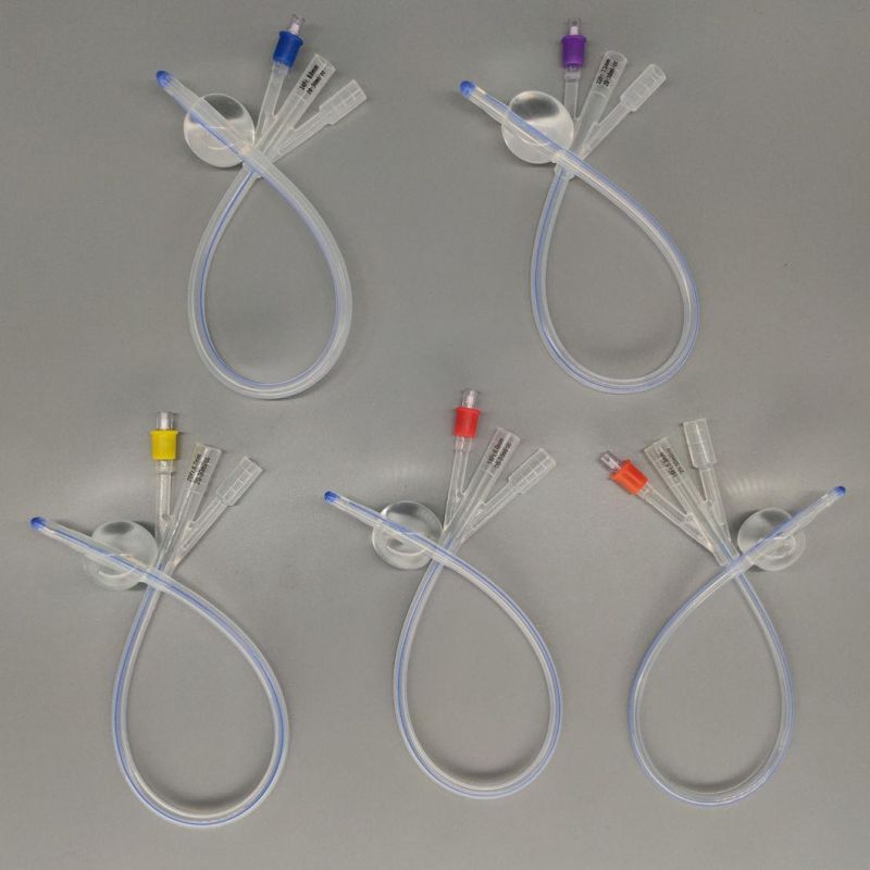 F16-F24 3 Way Full Silicon Urethral Catheter/ Urinary Catheter