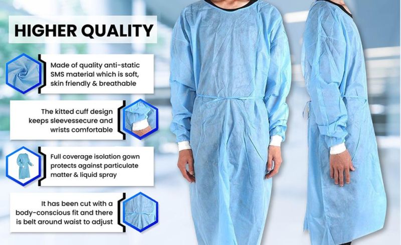 PP Nonwoven Disposable Medical Isolation Gowns for Hospital