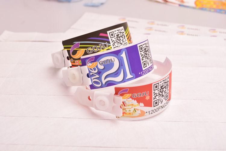 Goju Gj-8020 Waterproof Different Qr Code Plastic Wristband Wrist Bands for Water Park