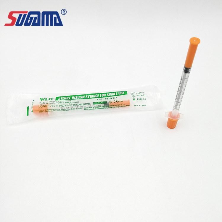 Excellent Quality Disposable Medical Orange Cap Insulin Syringe