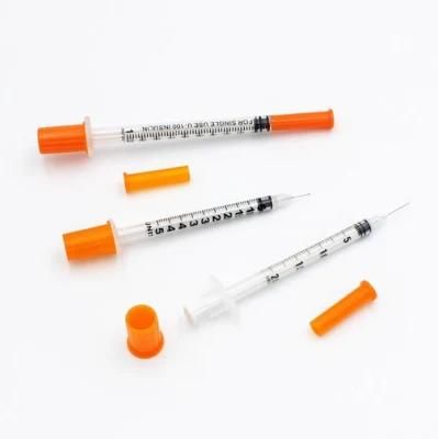 Sterile Disposable Insulin Medical Syringe with Fixed Needle Luer Slip Tip