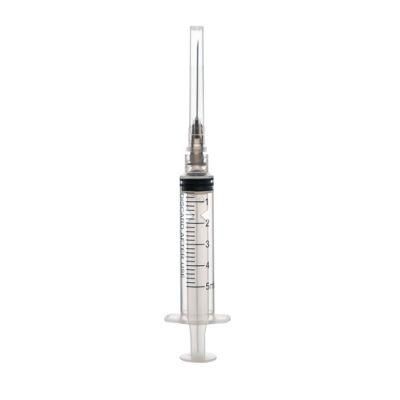 Blister Packing Luer Lock Type Plastic Syringe 5ml with Needle