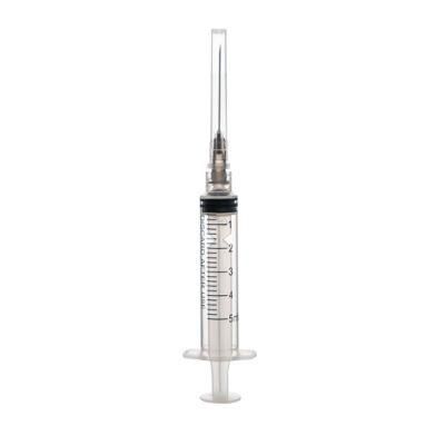 Blister Packing Luer Lock Type Plastic Syringe 5ml with Needle