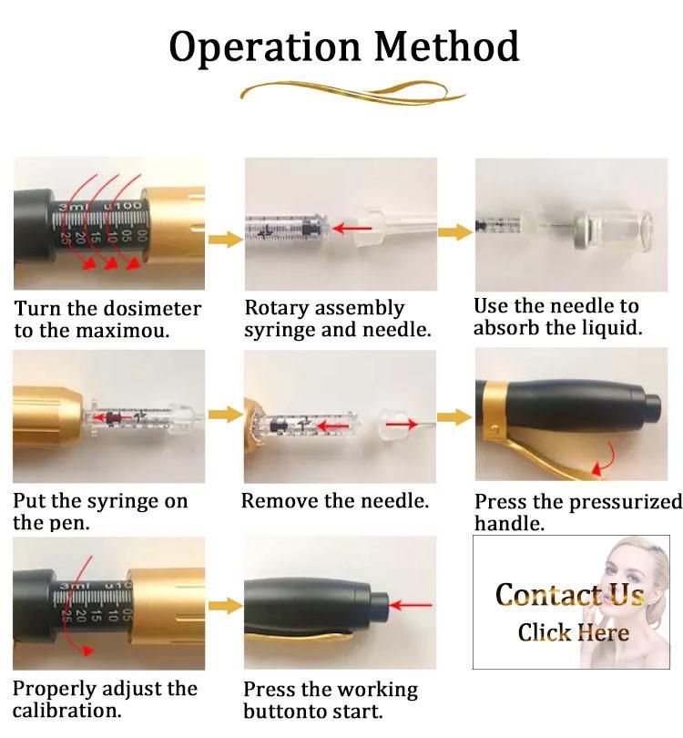 Hyaluronic Acid Ampoule Gel Gun Two Head Hyaluron Pen Cross Linked Syringe Injection