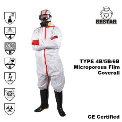 High-Visibility Type 4/5/6 Microporous Film Laminated PP Protective Coverall