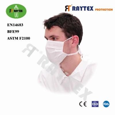 Hot Sale Peisonal En14683 Bfe99 Earloop Elastic Protective PP 3 Ply Face Mask