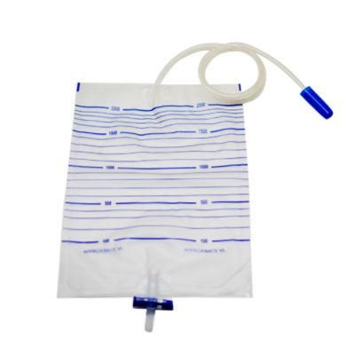 2000ml Urine Bag with Cross Valve Disposable Urine Drainage Bag with Push-Pull Valve