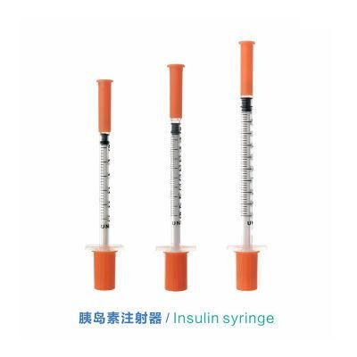 CE Medical Disposable Sterile Injection 0.3ml/0.5ml/1ml Safety Insulin Syringe with/Without Needles