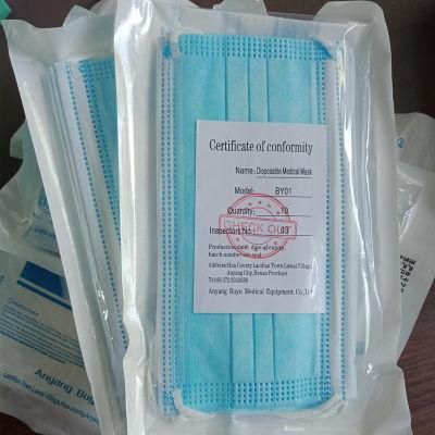 Disposable Eco-Friendly White Blue Nonwoven Fabric 3 Ply Face Medical Mask