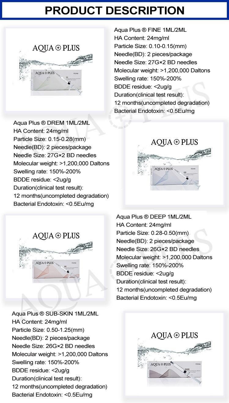 2019 High Quality Hot Selling1ml 2ml 10ml Hyaluronic Acid Korea Dermal Filler