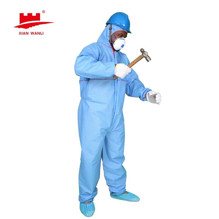 Impervious Lightweight Safety Sterile Protective Suit Disposable Isolation Clothing Coverall with Hooded Knit Cuff