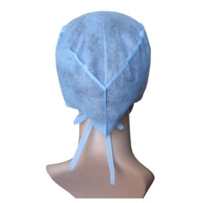 Free Samples! Medical Consumable Good Quality Spunlace Doctor Cap with Sweatband- Tie on