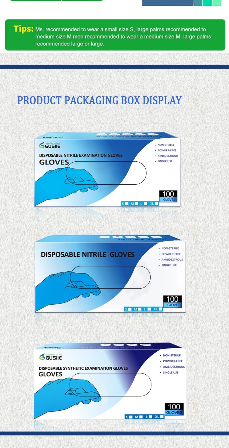 Disposable Examination Nitrile Gloves 100% L/C Sign with Factory