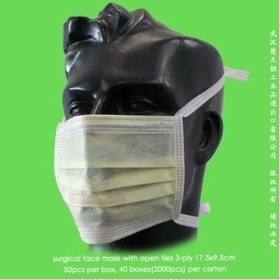 Disposable 1-Ply 2-Ply 3-Ply Medical Face Mask with Head Ties