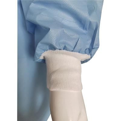 Disposable Blue PP PE Elastic Cuff Isolation Gown