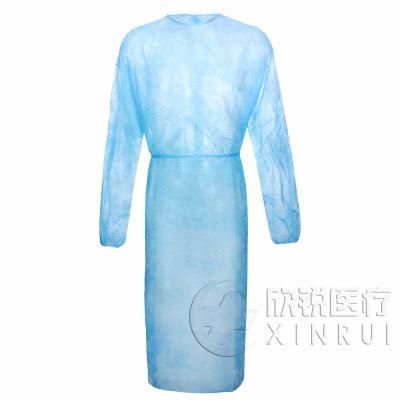 Disposable Non-Woven Coverall Water-Proof Standard Isolation Gown with Elastic Cuff