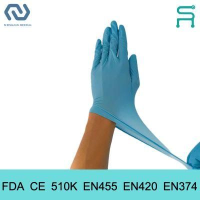 Powder Free Disposable Nitrile Gloves FDA CE 510K En455 Nitrile Examination Gloves