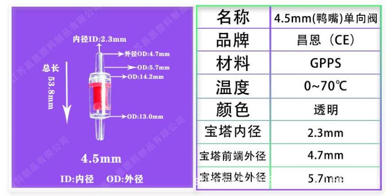 High Temperature Resistance, Corrosion Resistance, PP Plastic Check Valve, Check Valve, Anti-Ozone Water Stop Valve, Oil-Resistant Check Valve