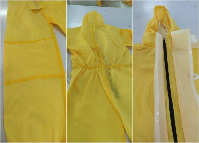 Yellow Color PP+PE Film Coated Security Coverall Working