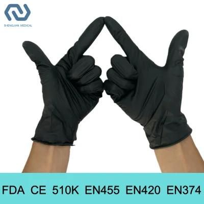 Black Nitrile Gloves Powder Free 510K En455 Disposable Nitrile Gloves