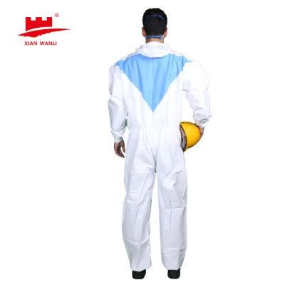 Anti Splash Nonwoven Medical Disposable Impervious Hooded Isolation White Protective Clothing Coverall Suit with Long Sleeves
