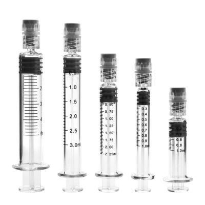 Custom 1ml Slim 1ml 2.25ml 3ml 5ml 10ml Child Resistant &amp; Luer Lock Glass Prefilled DAB Applicator Syringes