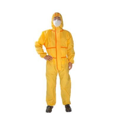 OEM Service PP+PE Overall Yellow Disposable Chemical Protective Coverall