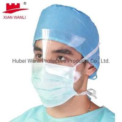 Medline Non27420 Anti-Fog Surgical Face Mask, Shield, Ties, Blue