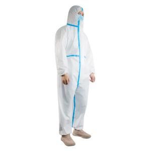 Disposable Coveralls with Hood Protective Clothing Suit with Elastic Cuff &amp; Ankles Safety Coverall Isolation Suit