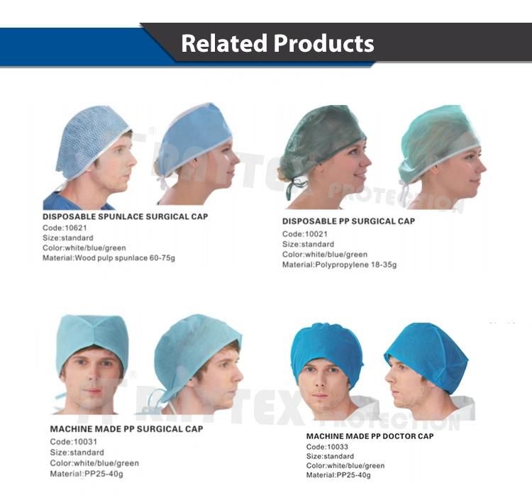 Nonwoven/SMS/PP/Crimped/Pleated/Strip/Surgeon PP Doctor Cap Without Elastic