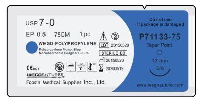 Wego High Quality Polypropylene Suture with Small Needle