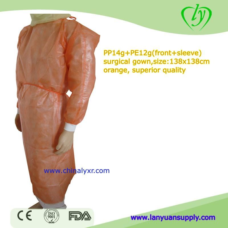 CE Impervious Disposable Isolation Gown with Knitted Cuff