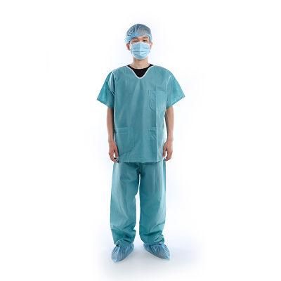 Top Quality V-Neck Medical Surgical Non-Sterile Hospital Clothing Disposable Patient Gown Fabric