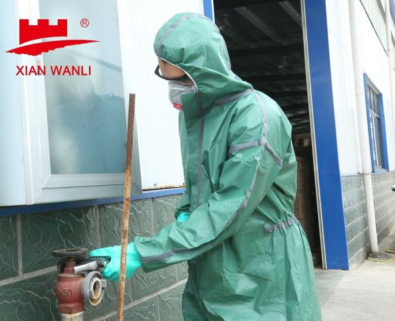 En14126 Type4b/5b/6b Taped Seam Green Color Microporous Disposable Protection Safety Wokwear Hazmat Medical Coverall