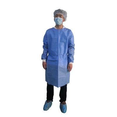 OEM En14126 FDA CE Certified Hospital Medical Surgical Gown SMS Sterile Disposable Isolation Gown with Knitted Cuffs