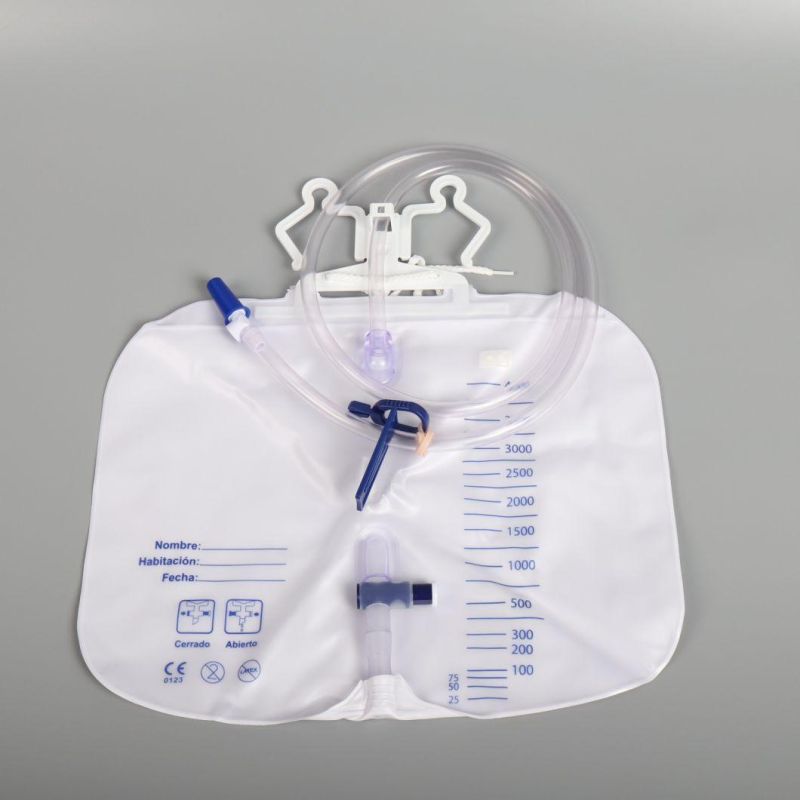 4000ml Apple Shape Medical with Hanger and Clamp Luxury Urine Bag