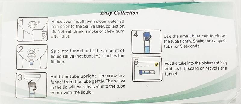 Integrated Saliva Collection Kit Virus Collection Tube for DNA/Rna Stabilization