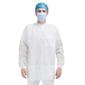 High Quality Disposable Medical White Nonwoven Lab Coat Blue Lab Gown