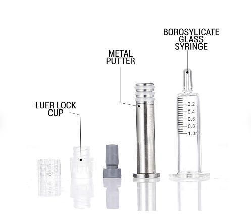 1ml Lure Lock Glass Syringe Gold Metal Push Syringe Packaging Colorful Needle Syringes